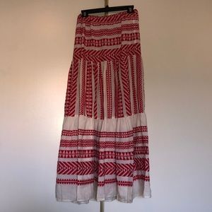Red and white Devotion cotton skirt - long - size small - good condition